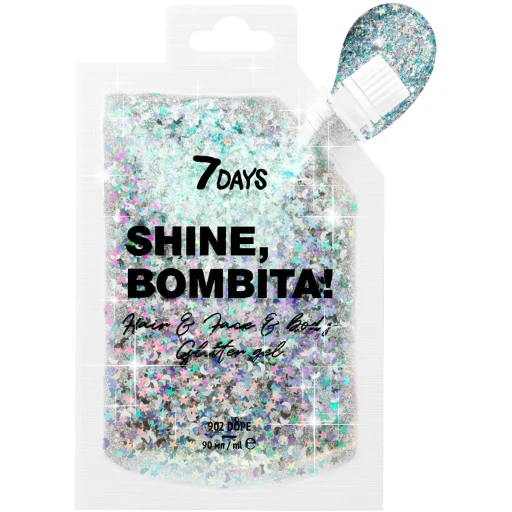 Silver Face Hair & Body Glitter Gel with Stars & Moons – Dope by B.Colour